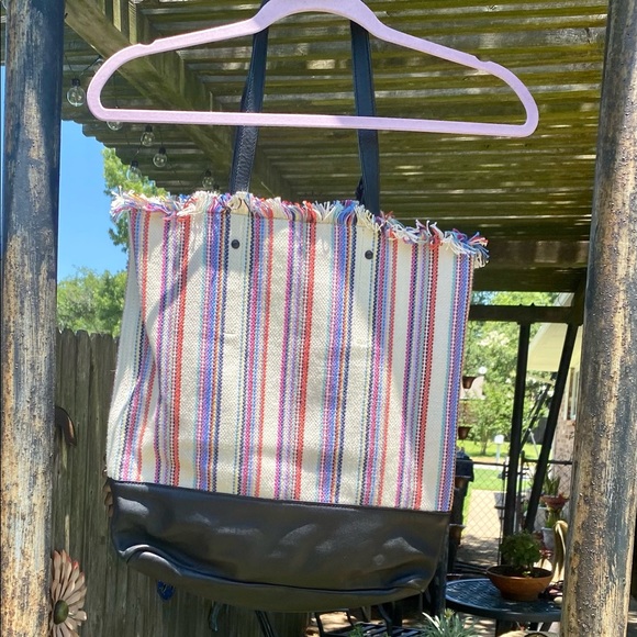 Loeffler Randall Fun Striped Bag/ Leather Trim! Great Size & Colors, Like New!🪸 - Picture 3 of 9